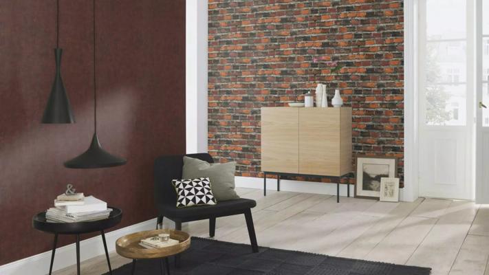 PAPIER PEINT INTISSE FACTORY IV BRIQUE ROUGE