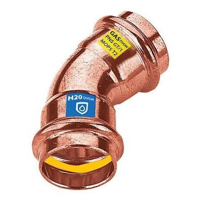 COUDE 45° CUIVRE EAU/GAZ FF 28MM