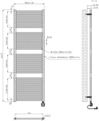 ELARA RADIATEUR ELEC.SMART WIFI 181.7X60CM BLANC BRILLANT 1000W