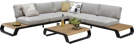 PALM SPRING LOUNGE AVEC TABLE ALU NOIR/TECK