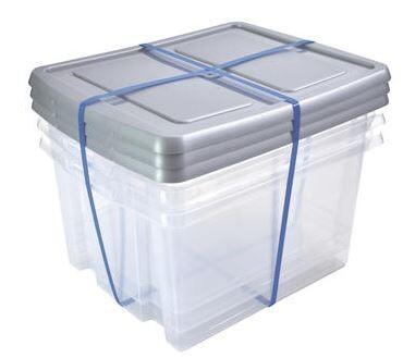 NESTA BOX 32L COUVERCLE PLAT TRANSPARENT/ROUGE