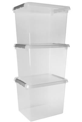 Q-LINE BOX 52L TRANSPARENT/METAL (3PCS)