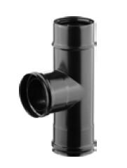 TE DOUBLE PAROI 90° NOIR D:80 INOX 316