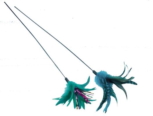 CANNE A PECHE PLUME VERTE 50CM