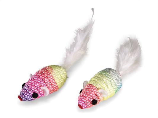 SOURIS AVEC PLUME BLANC 5CM (2PCS)