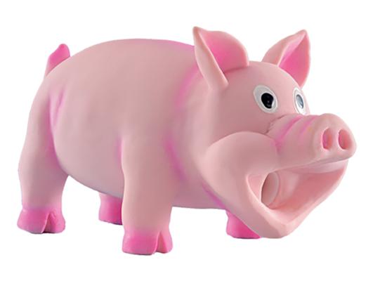 JOUET CHIEN LATEX COCHON+COUINEUR ROSE 15CM