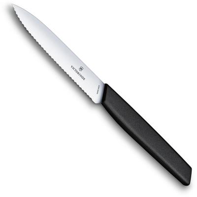 COUTEAU D'OFFICE TRANCHANT DENTE 10CM NOIR