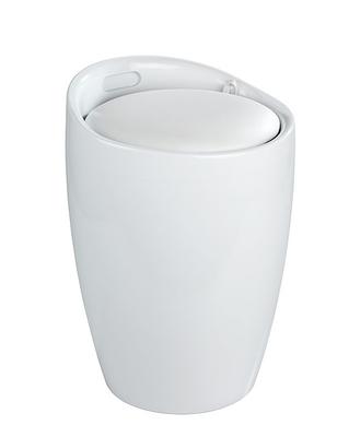 COFFRE A LINGE/TABOURET CANDY BLANC