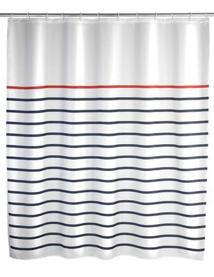 RIDEAU DE DOUCHE 180X200 CM MARINE BLANC POLYESTER RECYCLE GRS