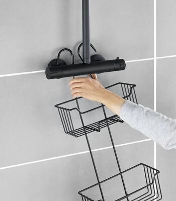 SERVITEUR DE DOUCHE POUR THERMOSTAT INOX MILO NOIR 2 NIVEAUX