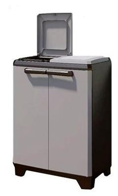 ARMOIRE 2 POUBELLES SPLIT PREMIUM GRIS/NOIR