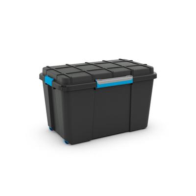 SCUBA BOX XL 110L AVEC ROULETTE NOIR/CLIPS BLEU