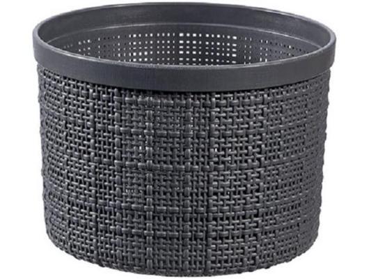 PANIER JUTE ROND GRIS FONCE