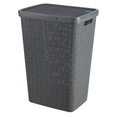 COFFRE A LINGE JUTE 58L GRIS FONCE