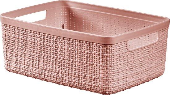 PANIER JUTE VIEUX ROSE 26X20X10CM