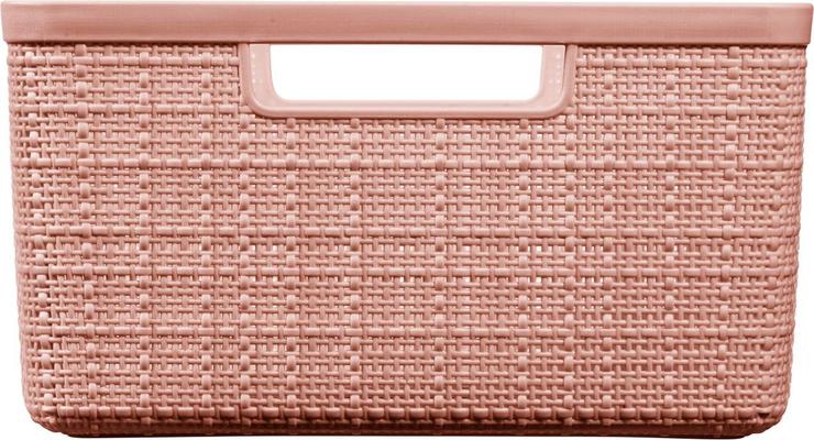 PANIER JUTE VIEUX ROSE 36X28X14CM