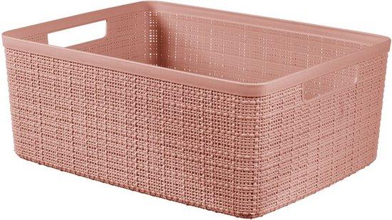 PANIER JUTE VIEUX ROSE 36X28X14CM