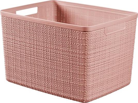 PANIER JUTE VIEUX ROSE 36X28X23CM