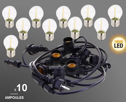 GUIRLANDE LED IP44 10 AMPOULES VINTAGE E27 (5M)