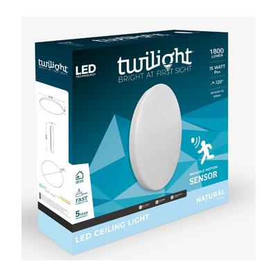 TWILIGHT IP20 PLAFONNIER 15W 1800LM 6500K D.33CM METAL  + DETECTION