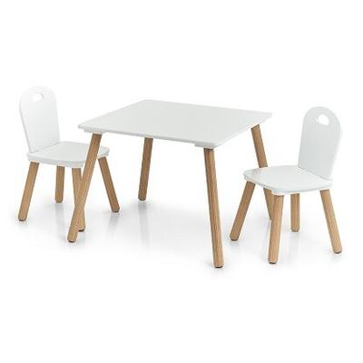 TABLE + 2 CHAISES POUR ENFANT PIN BLANC/NATURE