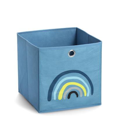 BOITE DE RANGEMENT ENFANT ARC-EN-CIEL BLEU 28X28X28CM