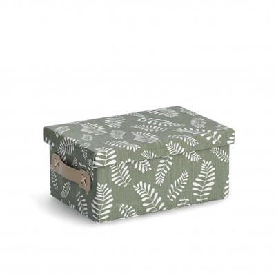BOITE DE RANGEMENT FEUILLES VERT COTTON 28X19X13CM