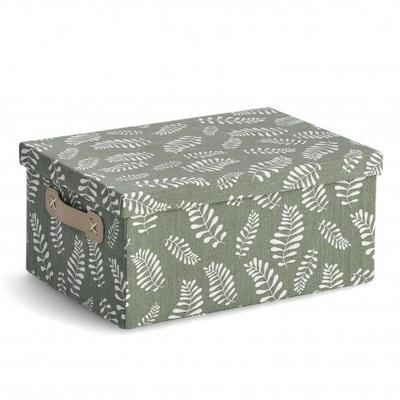 BOITE DE RANGEMENT FEUILLES VERT COTTON 36X26X16,5CM