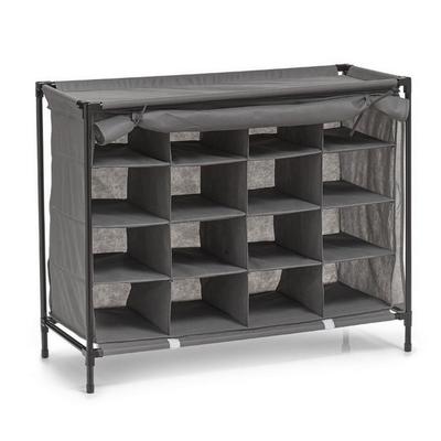 ARMOIRE POUR 16 CHAUSSURES METAL/TISSU GRIS 84X35X66CM