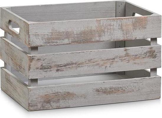 CAISSE EN BOIS VINTAGE GRIS 35X25X21CM