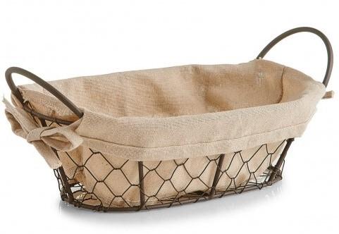 PANIER A PAIN METAL/COTON 26X17X9CM
