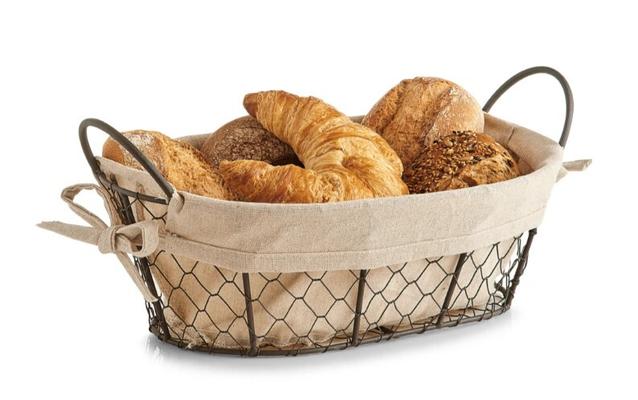PANIER A PAIN METAL/COTTON 30X21X11CM